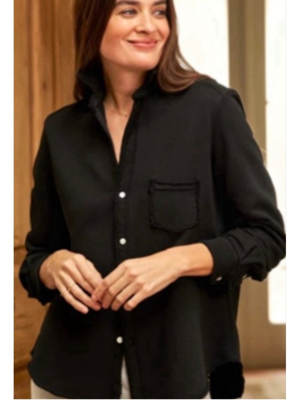 New Frank & Eileen Black Eileen Triple Fleece Button Down Shirt S